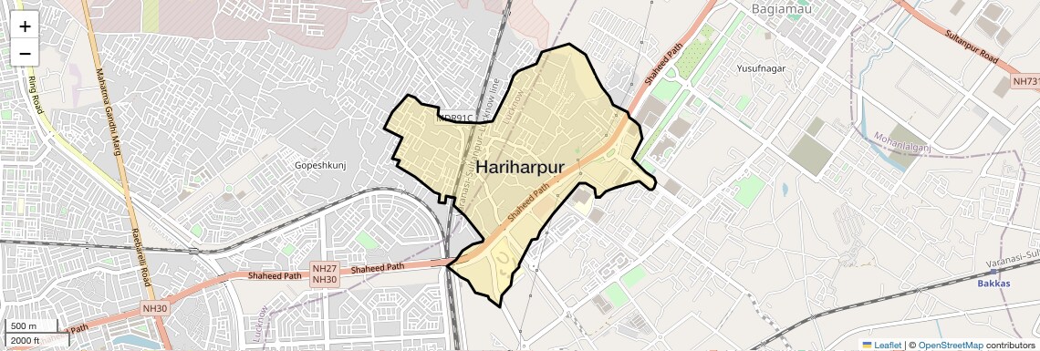 Location Map of Hariharpur, Lucknow