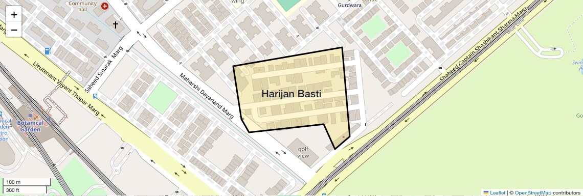 Location Map of Harijan Basti, Noida