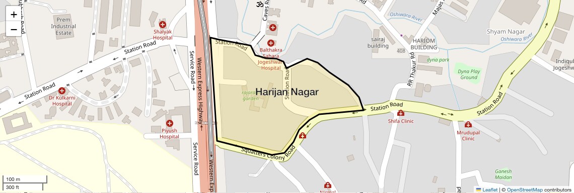 Location Map of Harijan Nagar, Mumbai