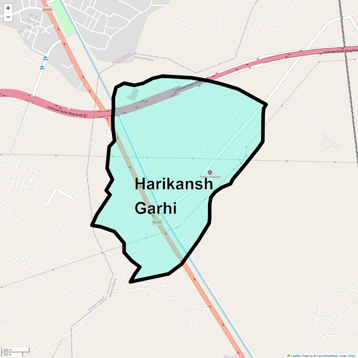 Location Map of Harikansh Garhi, Lucknow