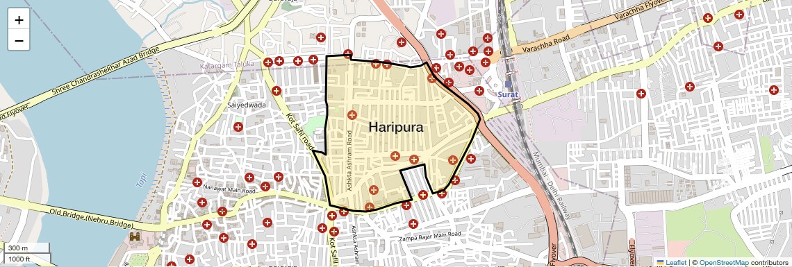 Location Map of Haripura, Surat