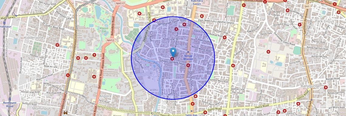 Location Map of Harish Mukherjee Road, Kolkata