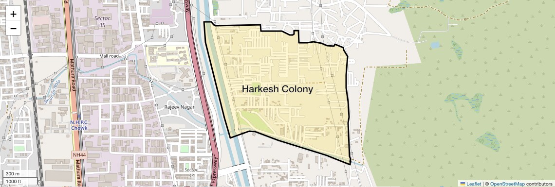 Location Map of Harkesh Colony, Faridabad
