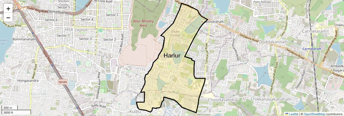 Location Map of Harlur, Bangalore