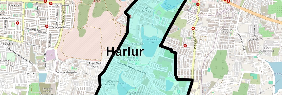 Location Map of Harlur, Bangalore
