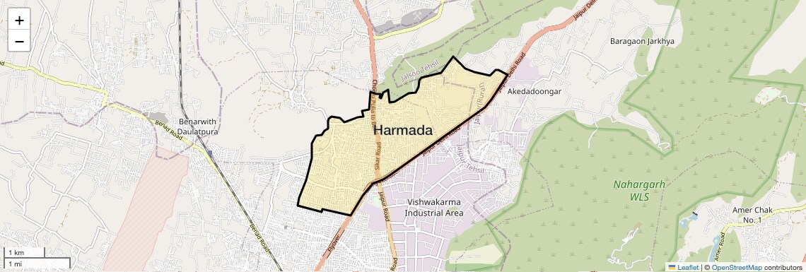 Location Map of Harmada, Jaipur