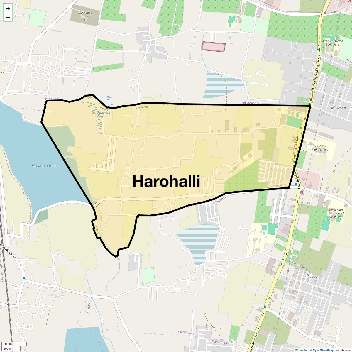 Location Map of Harohalli, Bangalore