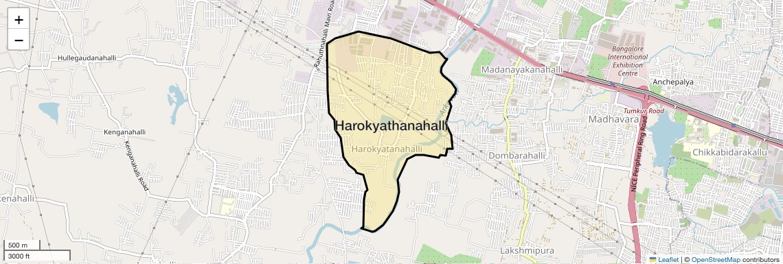 Location Map of Harokyathanahalli, Bangalore