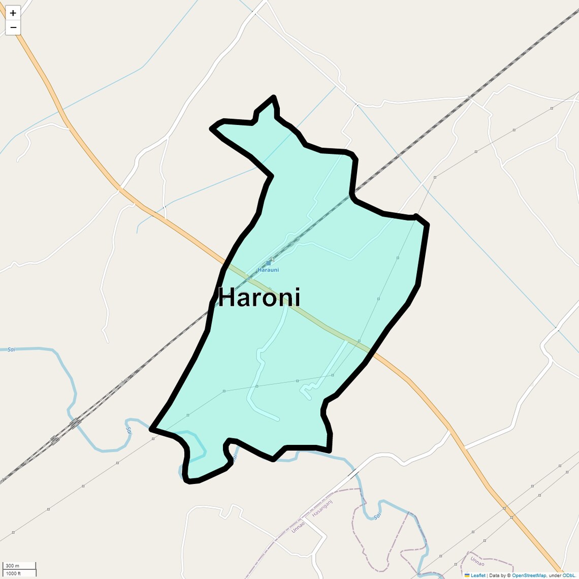 Location Map of Haroni, Lucknow