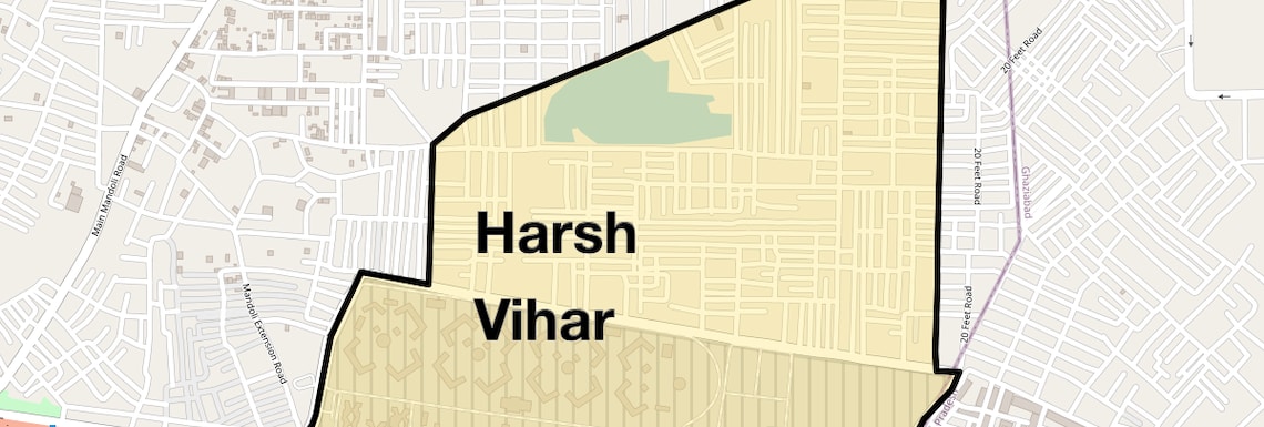 Location Map of Harsh Vihar, Delhi