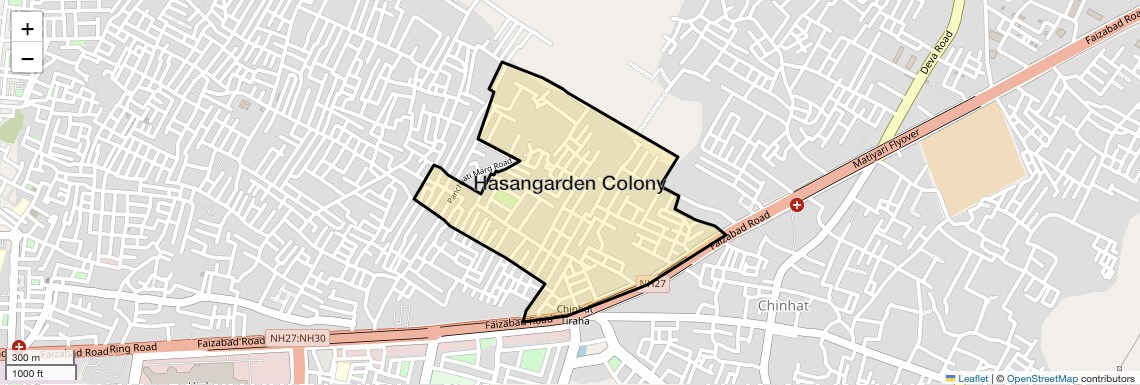 Location Map of Hasangarden Colony, Lucknow