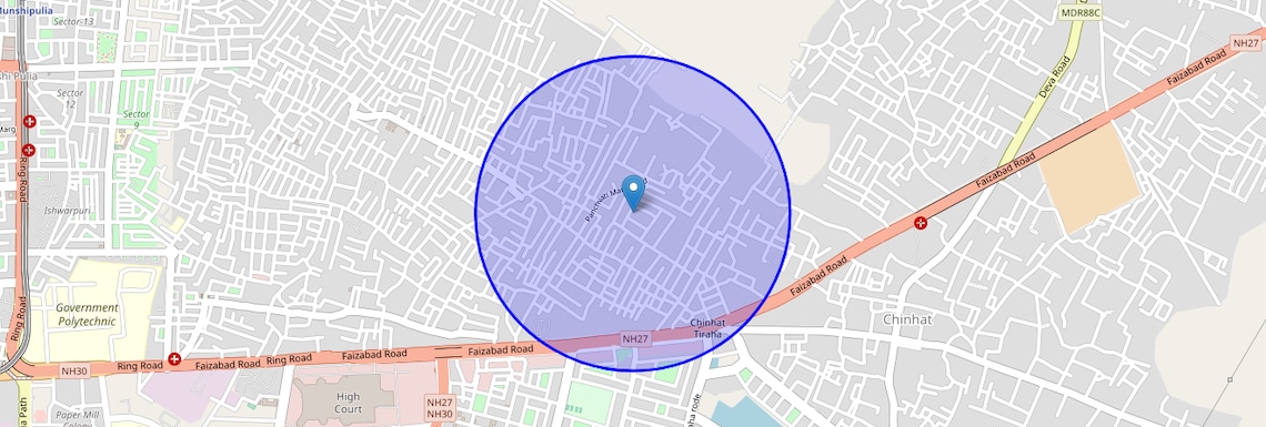 Location Map of Hasangarden Colony, Lucknow