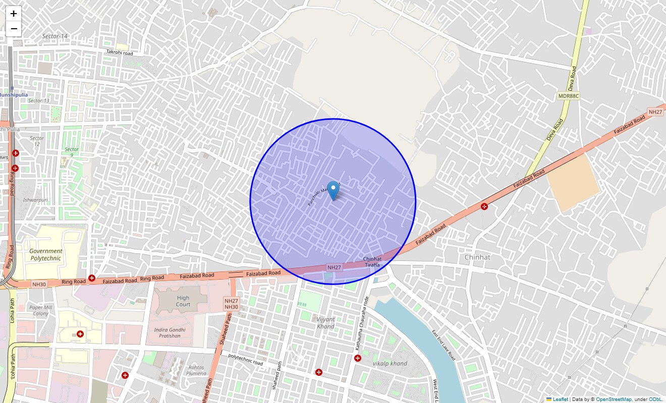 Location Map of Hasangarden Colony, Lucknow