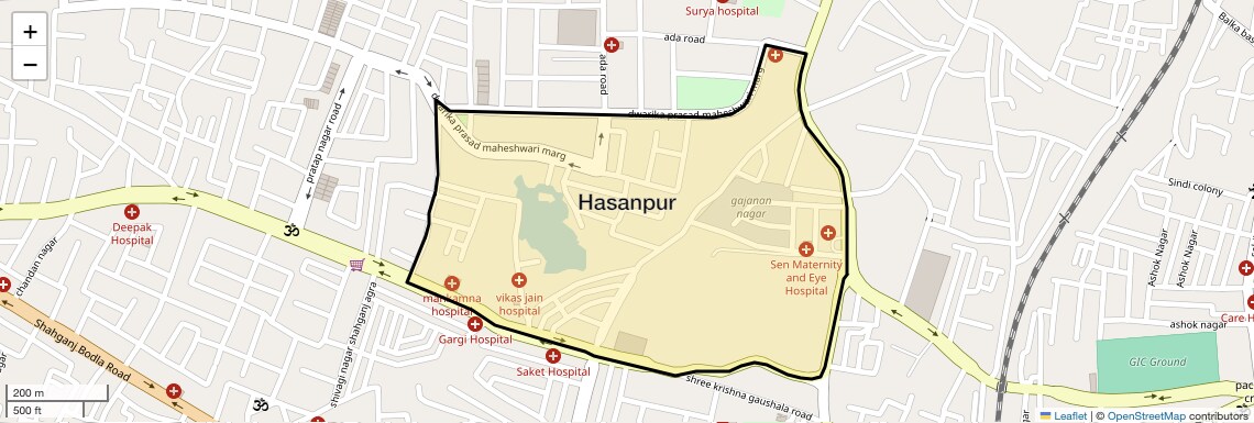 Location Map of Hasanpur, Agra