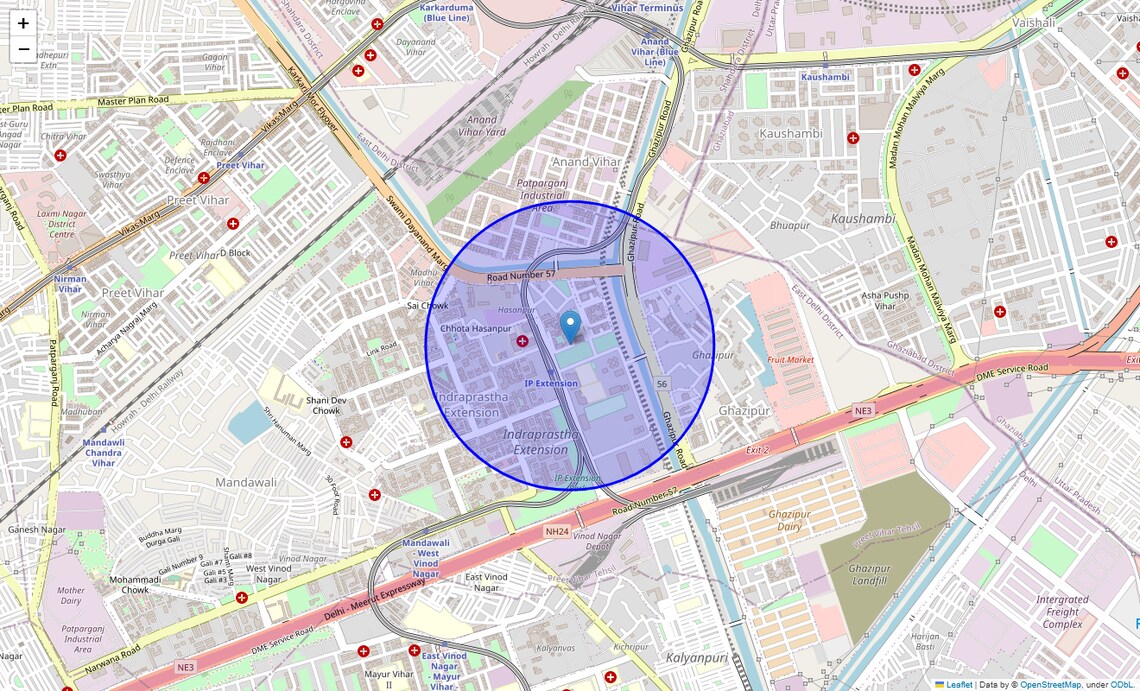 Location Map of Hasanpur, Delhi