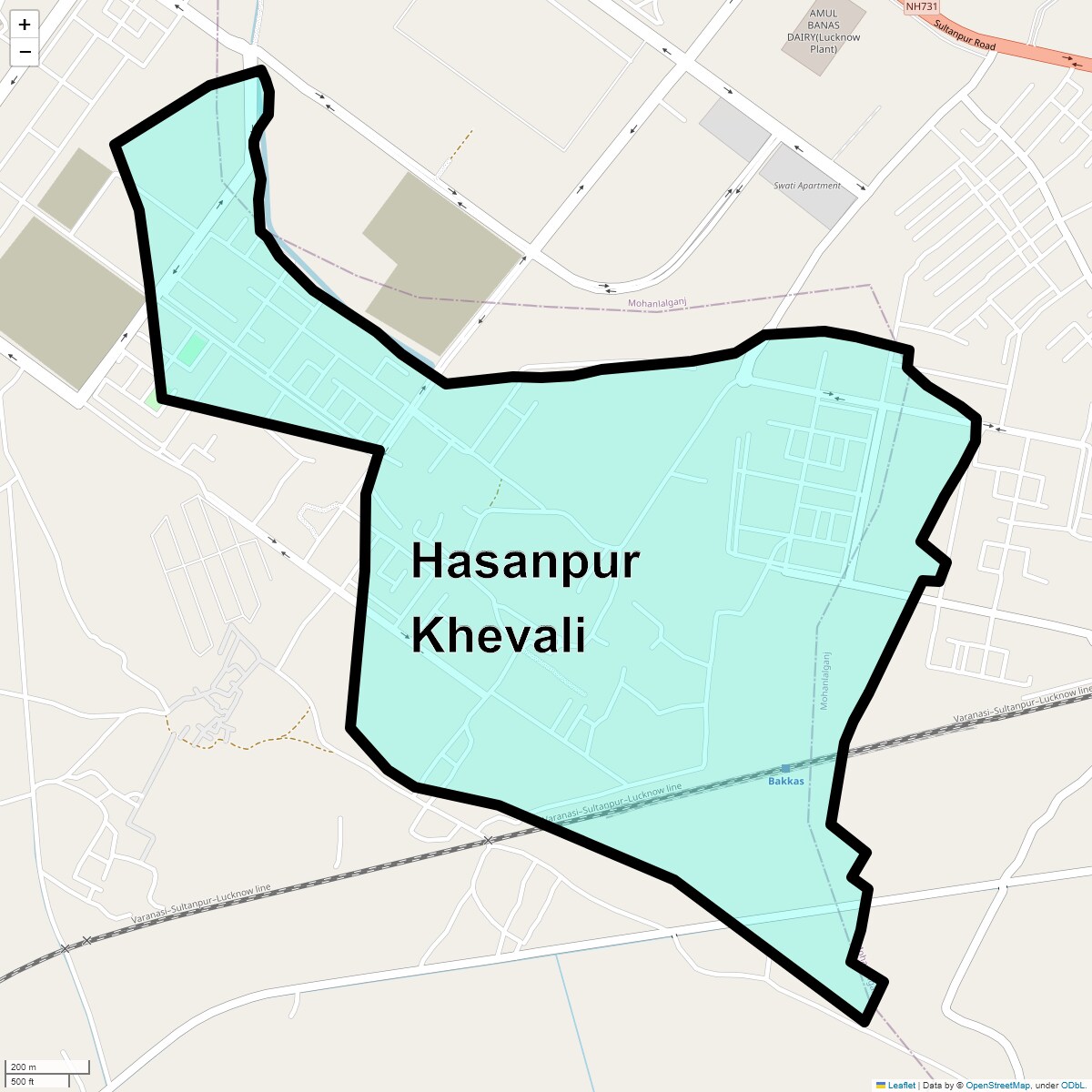 Location Map of Hasanpur Khevali, Lucknow