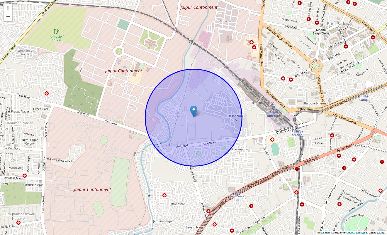 Location Map of Hasanpura, Jaipur