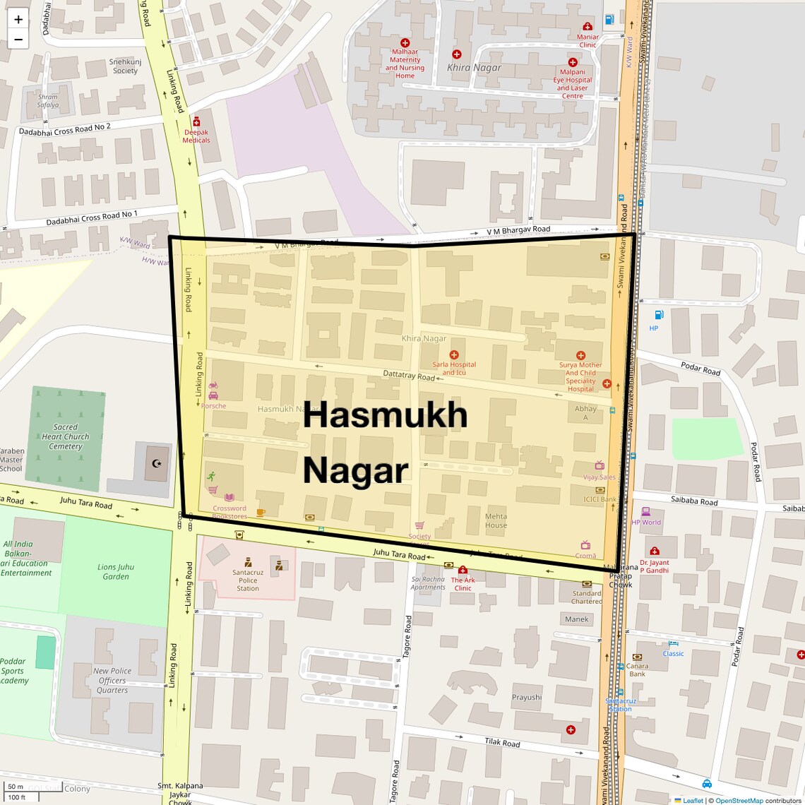 Location Map of Hasmukh Nagar, Mumbai