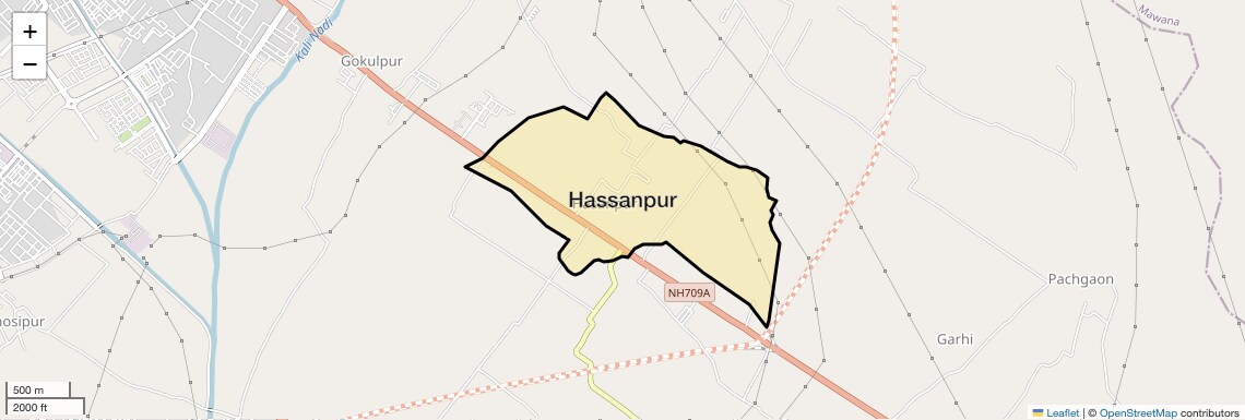 Location Map of Hassanpur, Meerut