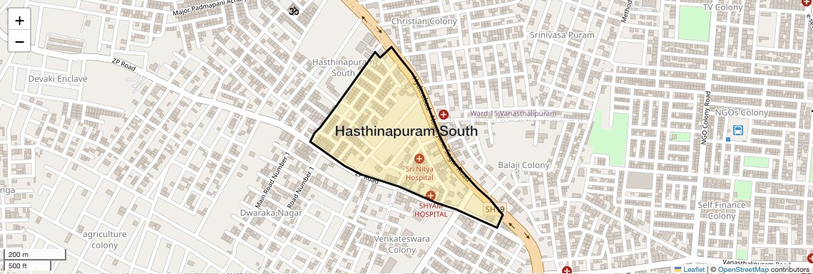 Location Map of Hasthinapuram South, Hyderabad