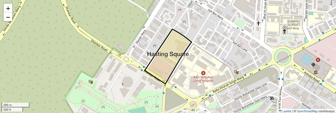 Location Map of Hasting Square, Delhi