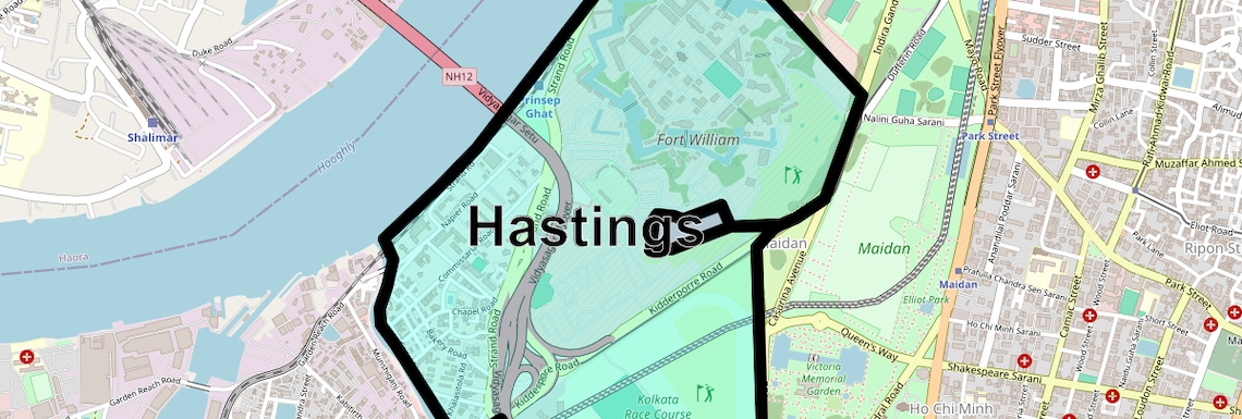 Location Map of Hastings, Kolkata