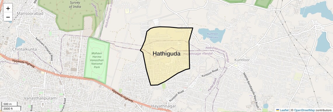 Location Map of Hathiguda, Hyderabad