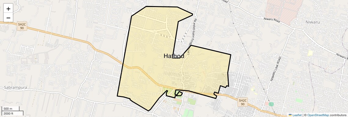 Location Map of Hathod, Jaipur