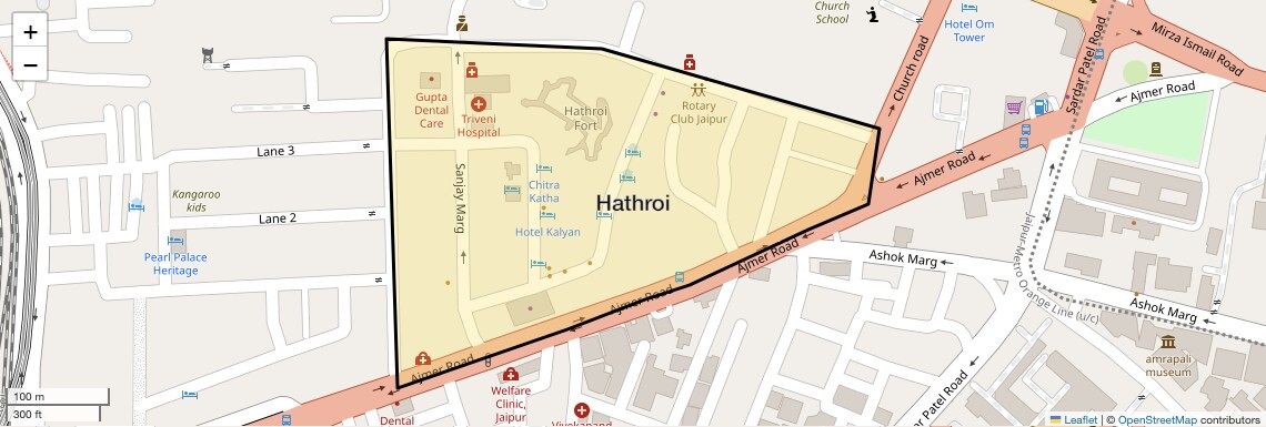 Location Map of Hathroi, Jaipur