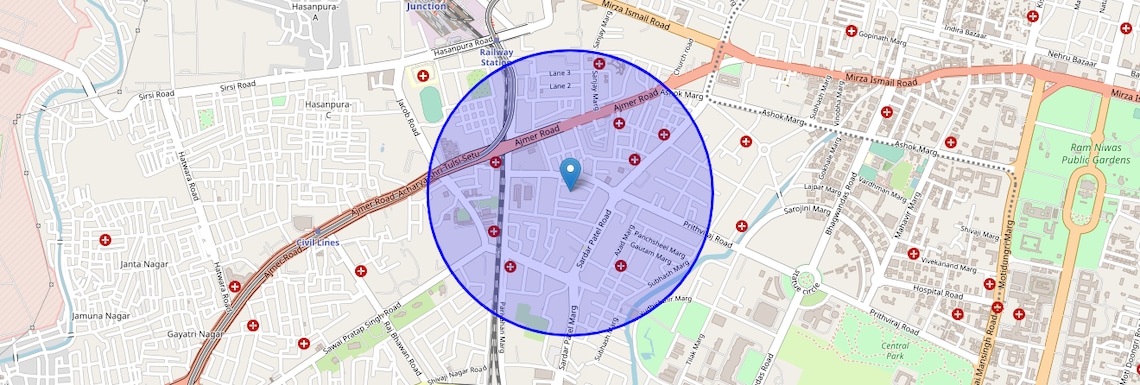 Location Map of Hathroi, Jaipur