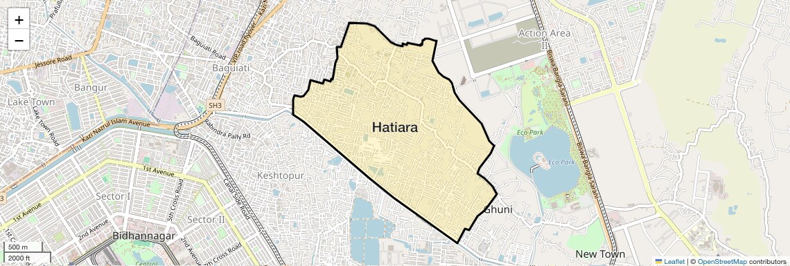 Location Map of Hatiara, Kolkata
