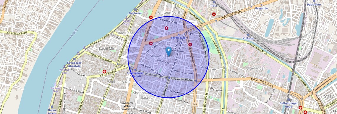 Location Map of Hatibagan, Kolkata