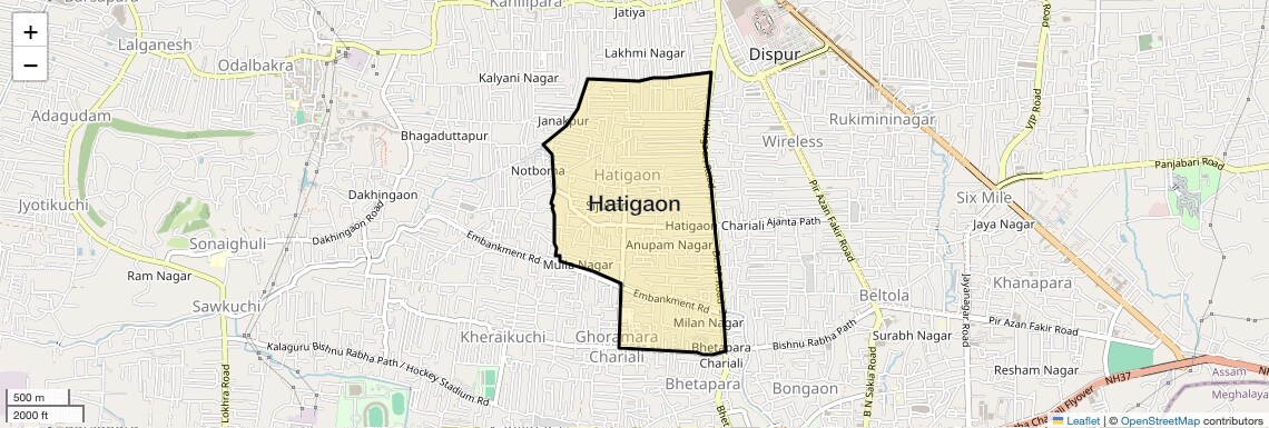 Location Map of Hatigaon, Guwahati