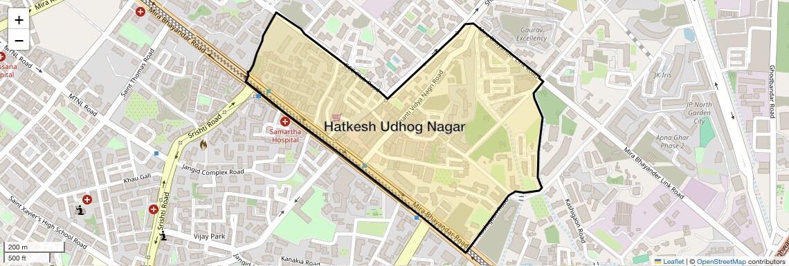Location Map of Hatkesh Udhog Nagar, Thane