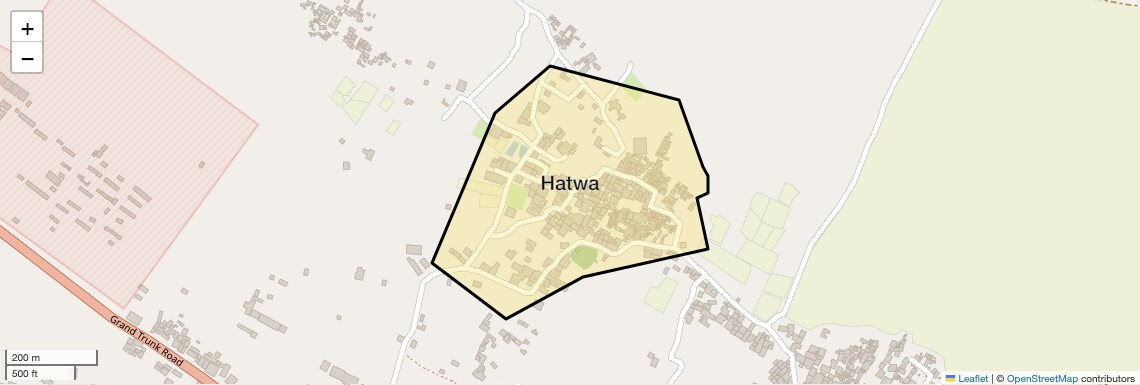 Location Map of Hatwa, Allahabad