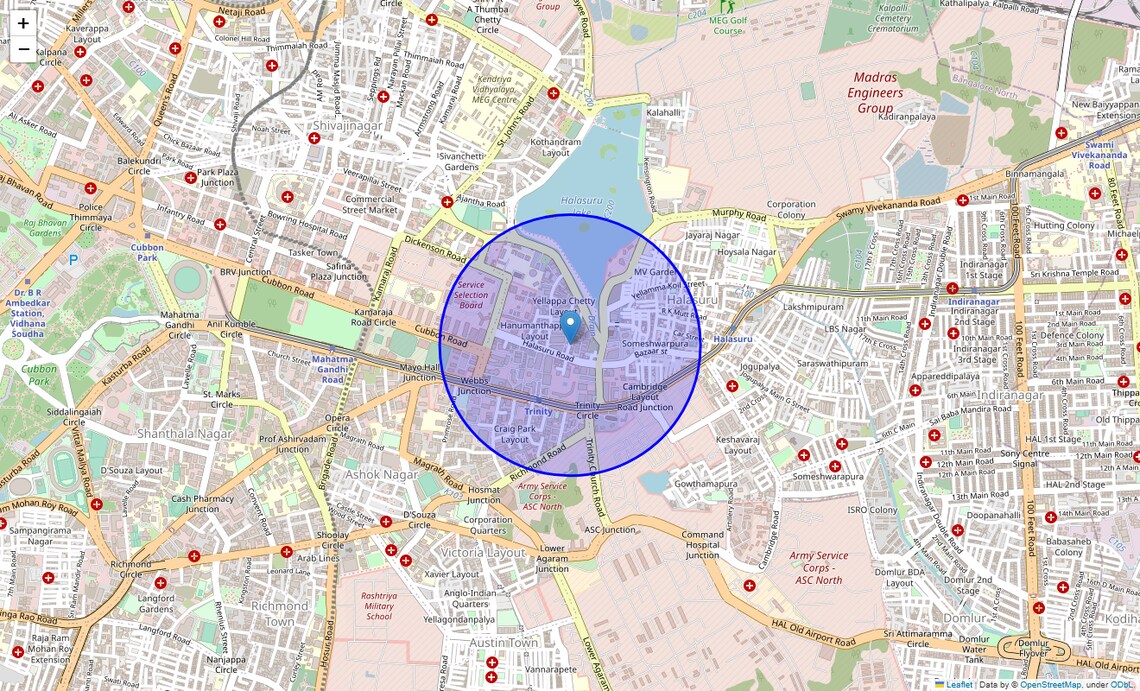 Location Map of Haudin Road, Bangalore