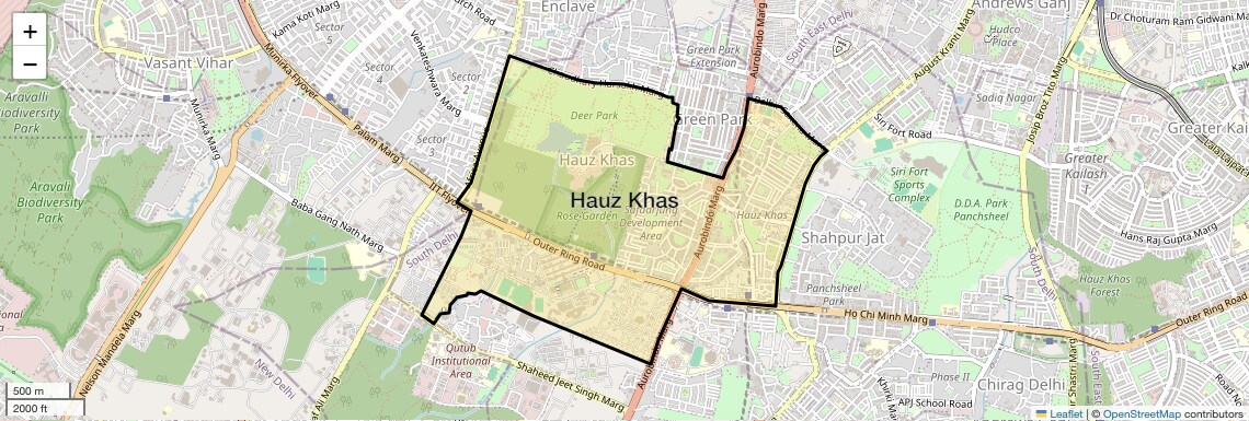Location Map of Hauz Khas, Delhi