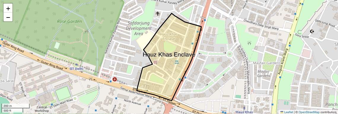 Location Map of Hauz Khas Enclave, Delhi