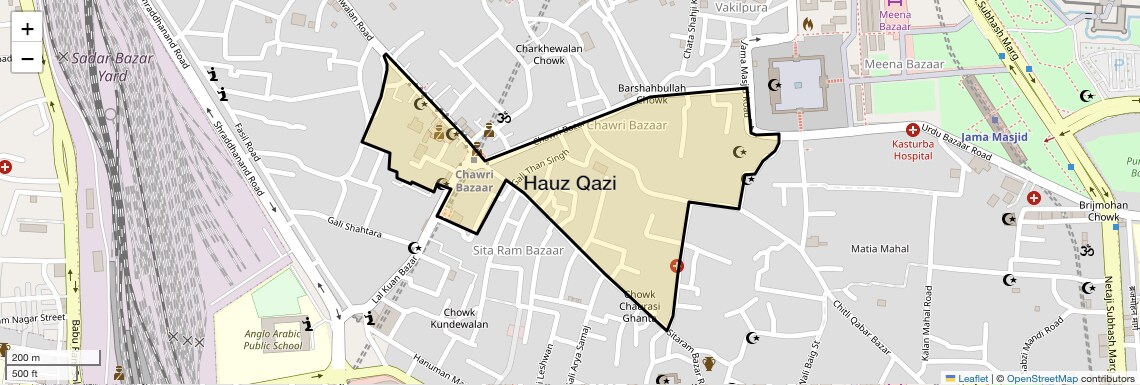 Location Map of Hauz Qazi, Delhi