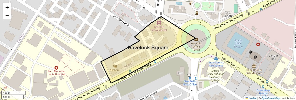 Location Map of Havelock Square, Delhi