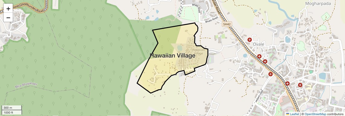 Location Map of Hawaiian Village, Thane