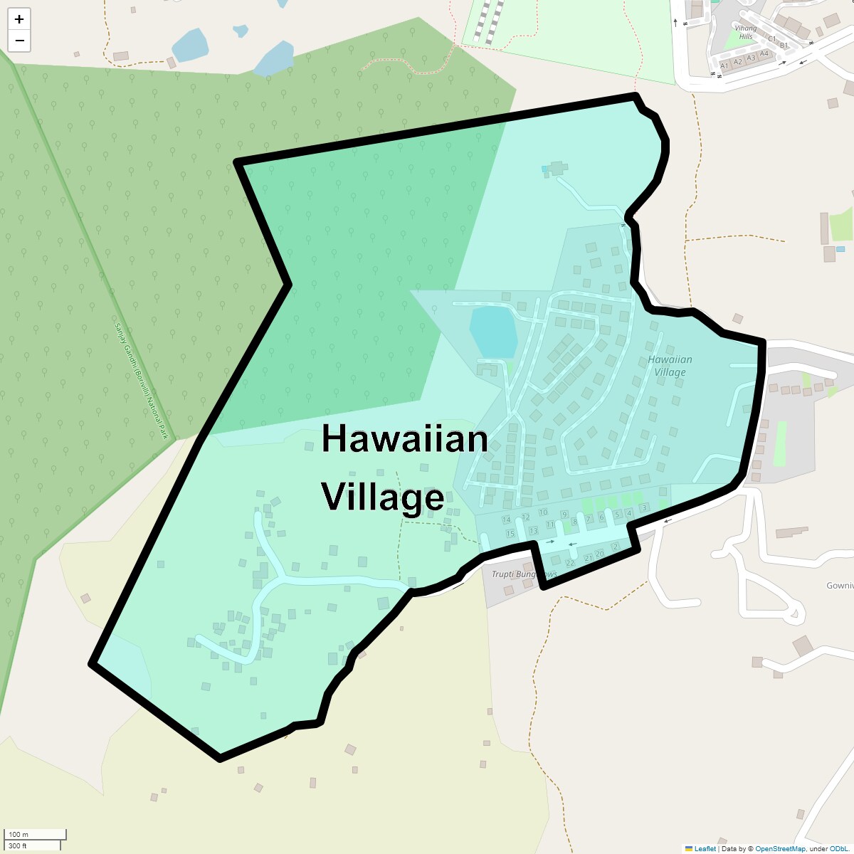 Location Map of Hawaiian Village, Thane