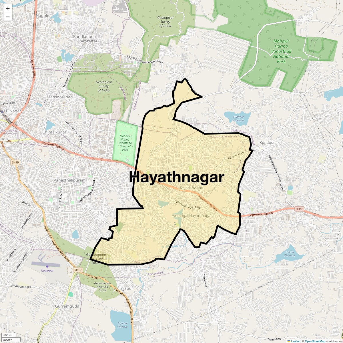 Location Map of Hayathnagar, Hyderabad
