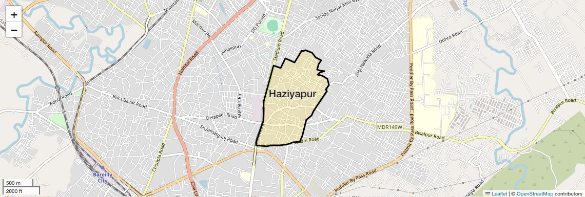 Location Map of Haziyapur, Bareilly