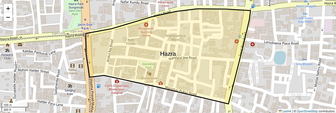 Location Map of Hazra, Kolkata