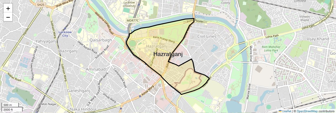 Location Map of Hazratganj, Lucknow
