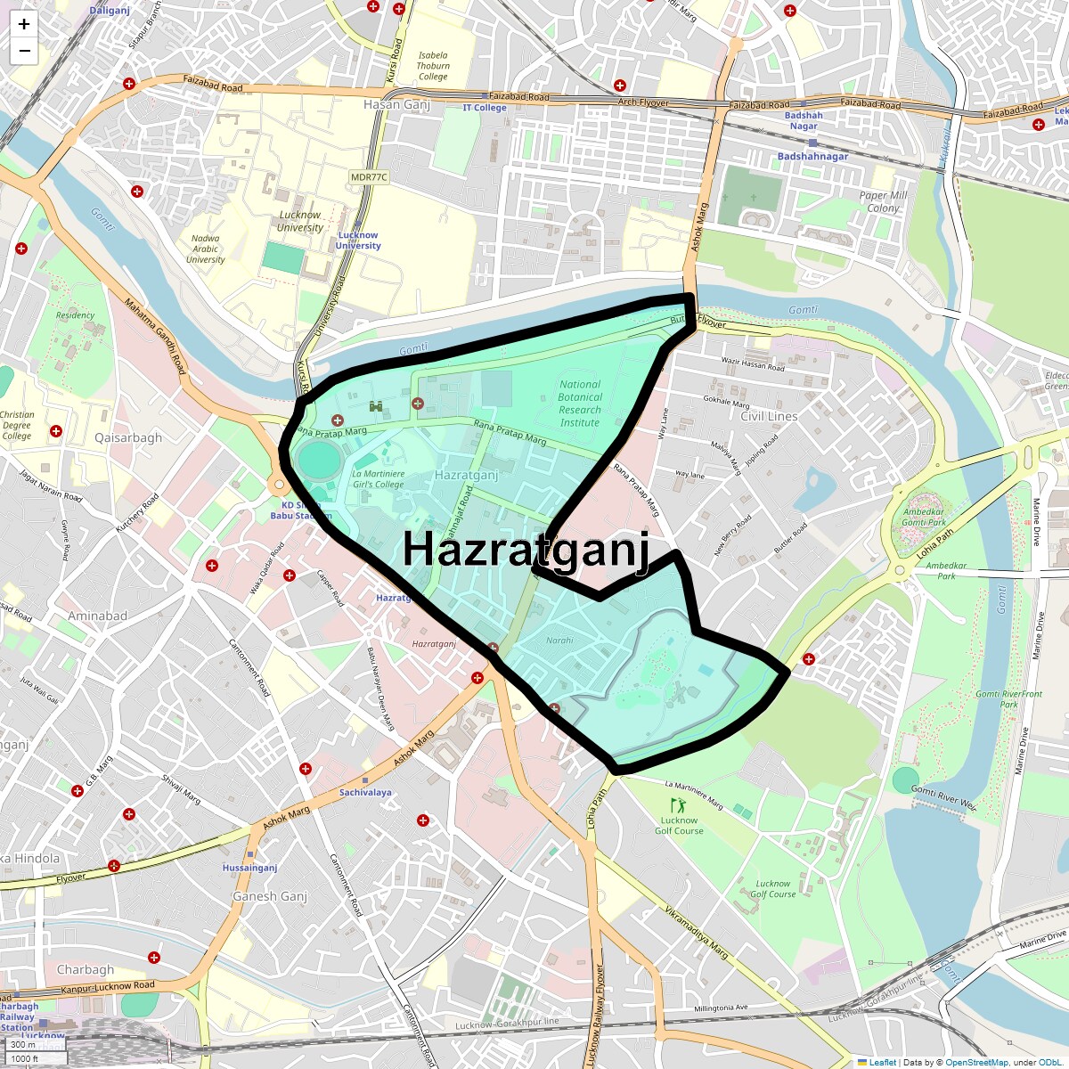 Location Map of Hazratganj, Lucknow