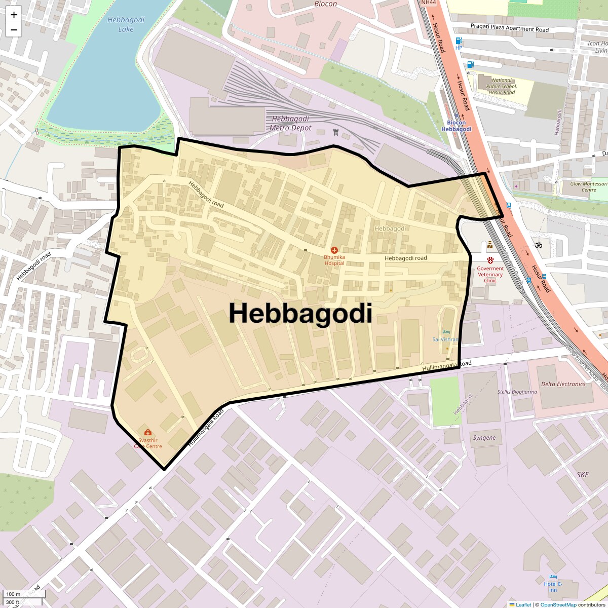 Location Map of Hebbagodi, Bangalore