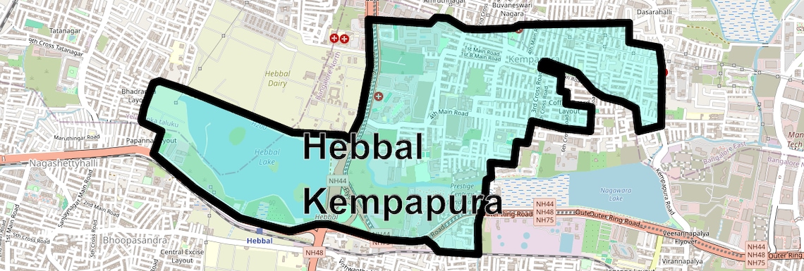 Location Map of Hebbal Kempapura, Bangalore