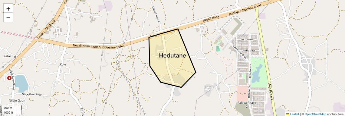 Location Map of Hedutane, Thane